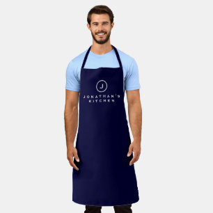 Cook's Kitchen Simple Navy & White Monogram Schort