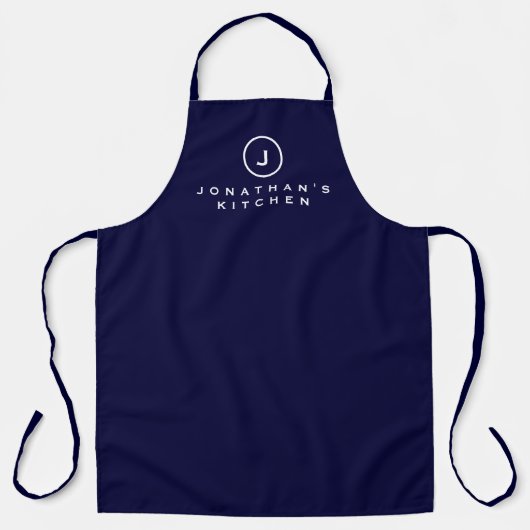 Cook's Kitchen Simple Navy & White Monogram Schort (Voorkant)