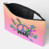 Cool 1960s Peace Sign Scrolls Stars op Tri Kleuren Etui (Open)