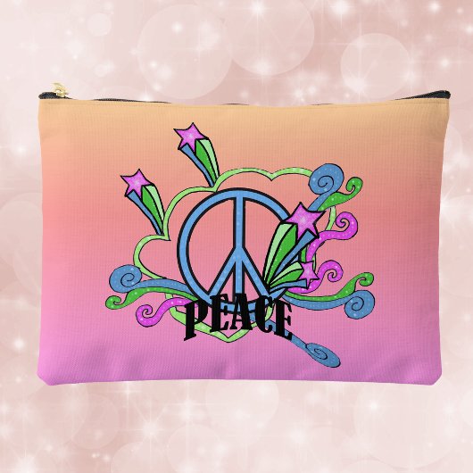 Cool 1960s Peace Sign Scrolls Stars op Tri Kleuren Etui