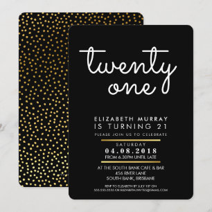 COOL 21e verjaardagsfeest UITNODIGEN zwart-wit Kaart