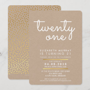 COOL 21e verjaardagspartij INVITE rustic kraft whi Kaart