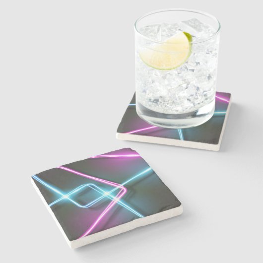 Cool-3-dimensionale Abstracte neonverlichting Stenen Onderzetter (Zijkant)