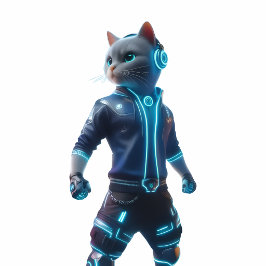 Cool 3D Cyberpunk Ninja Cat Futuristic Gamer Pillo Accent Kussen