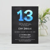 Cool 3D op Black 13th Birthday Party Invitation Kaart (Staand voorkant)