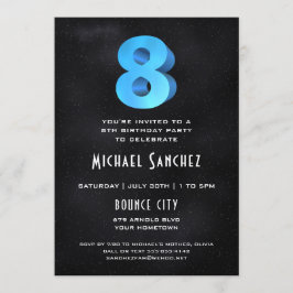 Cool 3D op Black 8th Birthday Party Invitation Kaart