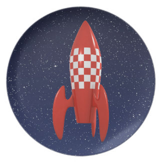Cool 3d Retro SciFi Space Rocket ruimteschip Melamine+bord