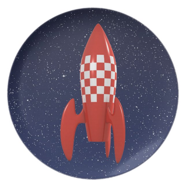 Cool 3d Retro SciFi Space Rocket ruimteschip Melamine+bord (Voorkant)