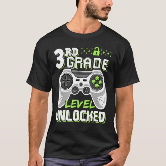 Cool 3rd Grade Level Unlocked Video Game Back To S T-shirt (Voorkant)