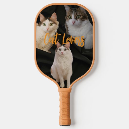 Cool 4 Grote foto's Jouw aangepaste tekst Pickleba Pickleball Paddle (Voorkant)