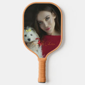 Cool 4 Grote foto's Jouw aangepaste tekst Pickleba Pickleball Paddle (Achterkant)