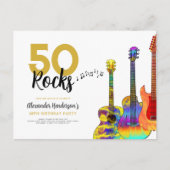 Cool 50 rocks gitaar 50ste verjaardagsfeestje uitnodiging briefkaart (Voorkant)