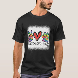 Cool 60S 70S Hippie Tie Dye Peace Love Dog Bleache T-shirt