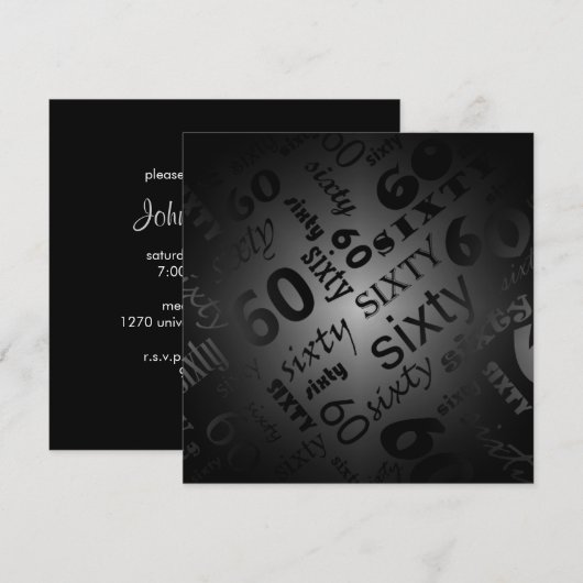 Cool 60th Birthday Party Invitation Kaart (Voorkant / Achterkant)