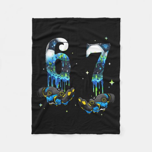 Cool 67 Six Seven Meme Soccer Football Drip Boys K Fleece Deken (Voorkant)