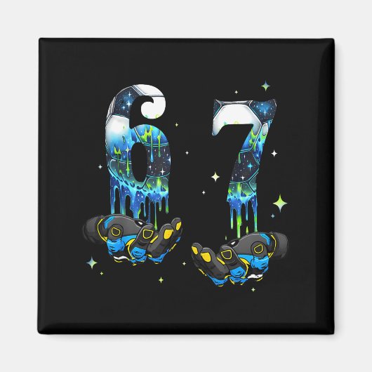 Cool 67 Six Seven Meme Voetbal Drip Jongens K Magneet (Voorkant)