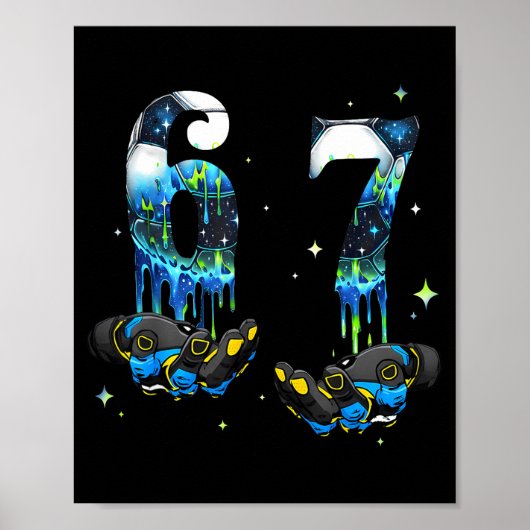 Cool 67 Six Seven Meme Voetbal Drip Jongens K Poster (Voorkant)