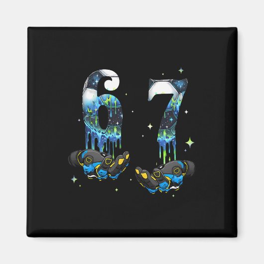 Cool 67 Six Seven Meme Voetbal Footbyll Drip Jonge Magneet (Voorkant)