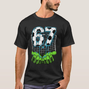 Cool 67 Voetbal Nummer Vuur Ijs Sport Kracht Stijl T-shirt