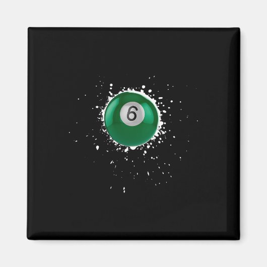 Cool 6-ball Six Pool Biljart Paint Splatter Bill Magneet (Voorkant)