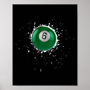 Cool 6-ball Six Pool Biljart Paint Splatter Bill Poster