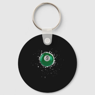 Cool 6-ball Six Pool Biljart Paint Splatter Bill Sleutelhanger