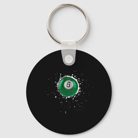 Cool 6-ball Six Pool Biljart Paint Splatter Bill Sleutelhanger (Voorkant)