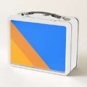 Cool 70s Helderblauw Sinaasappel Geel Slant Stripe (Achterkant)