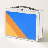 Cool 70s Helderblauw Sinaasappel Geel Slant Stripe (Voorkant)