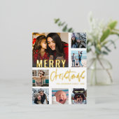 Cool 7 Photo Collage Merry Kerstkalligrafie Folie Feestdagen Briefkaart (Staand Voorkant)