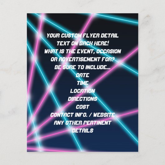 Cool 80s Laser Light Show Background Retro Neon Flyer (Achterkant)