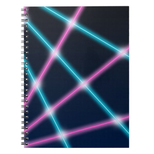 Cool 80s Laser Light Show Background Retro Neon Notitieboek (Voorkant)