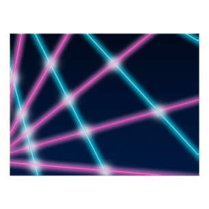Cool 80s Laser Light Show Background Retro Neon Poster