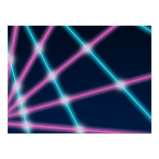 Cool 80s Laser Light Show Background Retro Neon Poster (Voorkant)