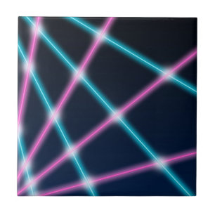 Cool 80s Laser Light Show Background Retro Neon Tegeltje