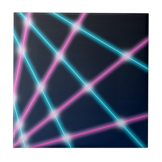 Cool 80s Laser Light Show Background Retro Neon Tegeltje (Voorkant)