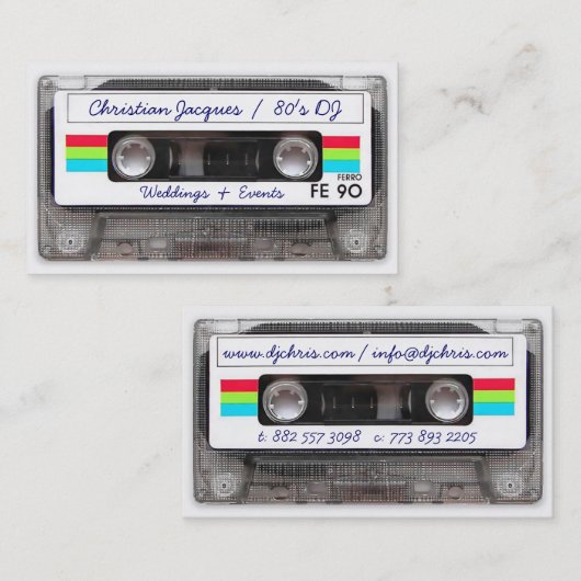 Cool  80s retro muziekcassette grappig visitekaartje (Voorkant / Achterkant)