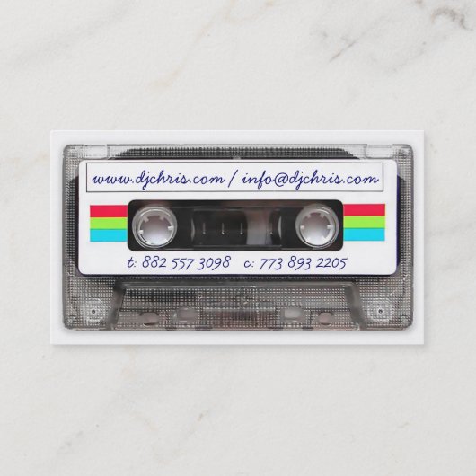 Cool  80s retro muziekcassette grappig visitekaartje (Achterkant)