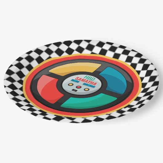 Cool 80's Retro Party Game | Nostalgisch kleurrijk Papieren Bordje (Gekanteld)