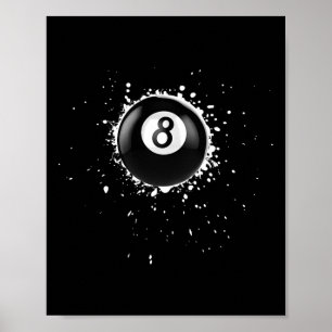 Cool 8-ball Acht Pool Biljart Paint Splatter Ei Poster