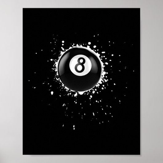 Cool 8-ball Acht Pool Biljart Paint Splatter Ei Poster (Voorkant)