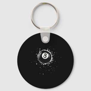 Cool 8-ball Acht Pool Biljart Paint Splatter Ei Sleutelhanger