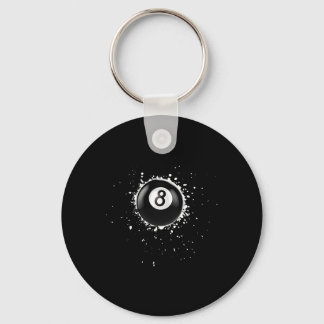 Cool 8-ball Acht Pool Biljart Paint Splatter Ei Sleutelhanger