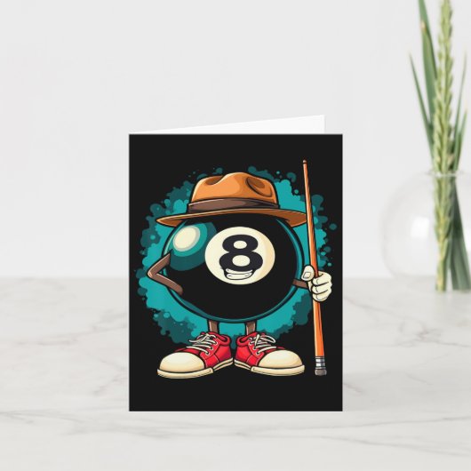 Cool 8 Ball karakter Grappige Biljart Kaart (Voorkant)