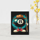 Cool 8 Ball karakter Grappige Biljart Kaart (Gele Bloem)