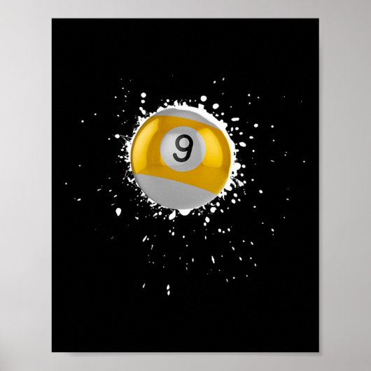 Cool 9-ball Nine Pool Biljart Paint Splatter Bil Poster (Voorkant)