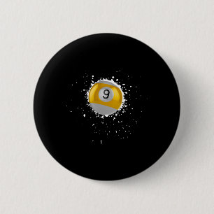 Cool 9-ball Nine Pool Biljart Paint Splatter Bil Ronde Button 5,7 Cm