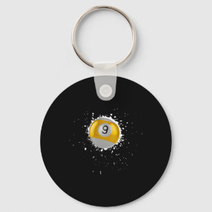 Cool 9-ball Nine Pool Biljart Paint Splatter Bil Sleutelhanger