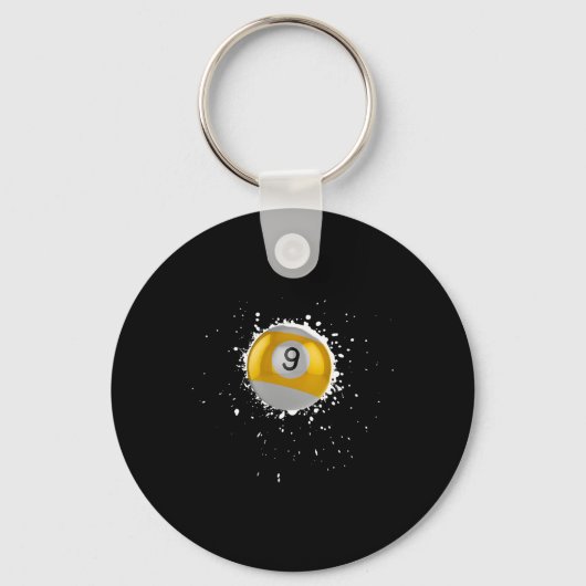 Cool 9-ball Nine Pool Biljart Paint Splatter Bil Sleutelhanger (Voorkant)