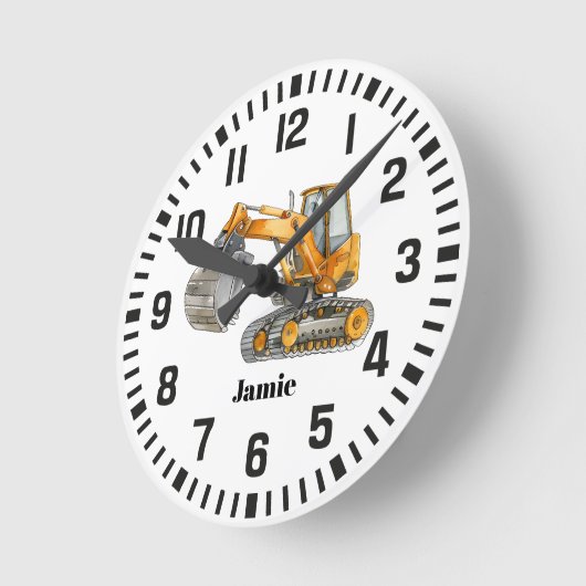 Cool Aangepaste Naam Bouw Digger Truck Ronde Klok (Hoek)